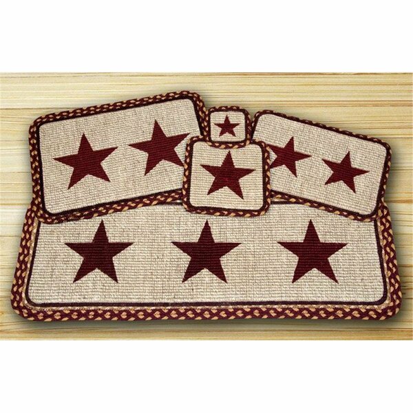 Capitol Earth Rugs Wicker Weave Placemat, Burgundy Star 86-357BS